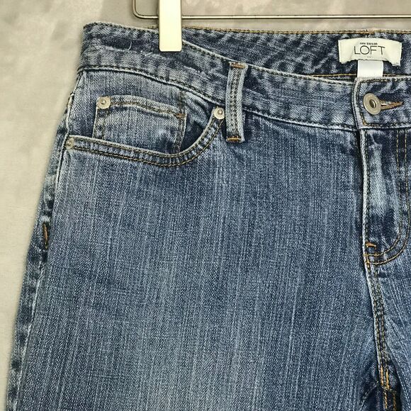 Ann Taylor LOFT Jeans Womens 8 Medium Blue Straight Leg Cotton Stretch Mid Rise - Picture 4 of 11